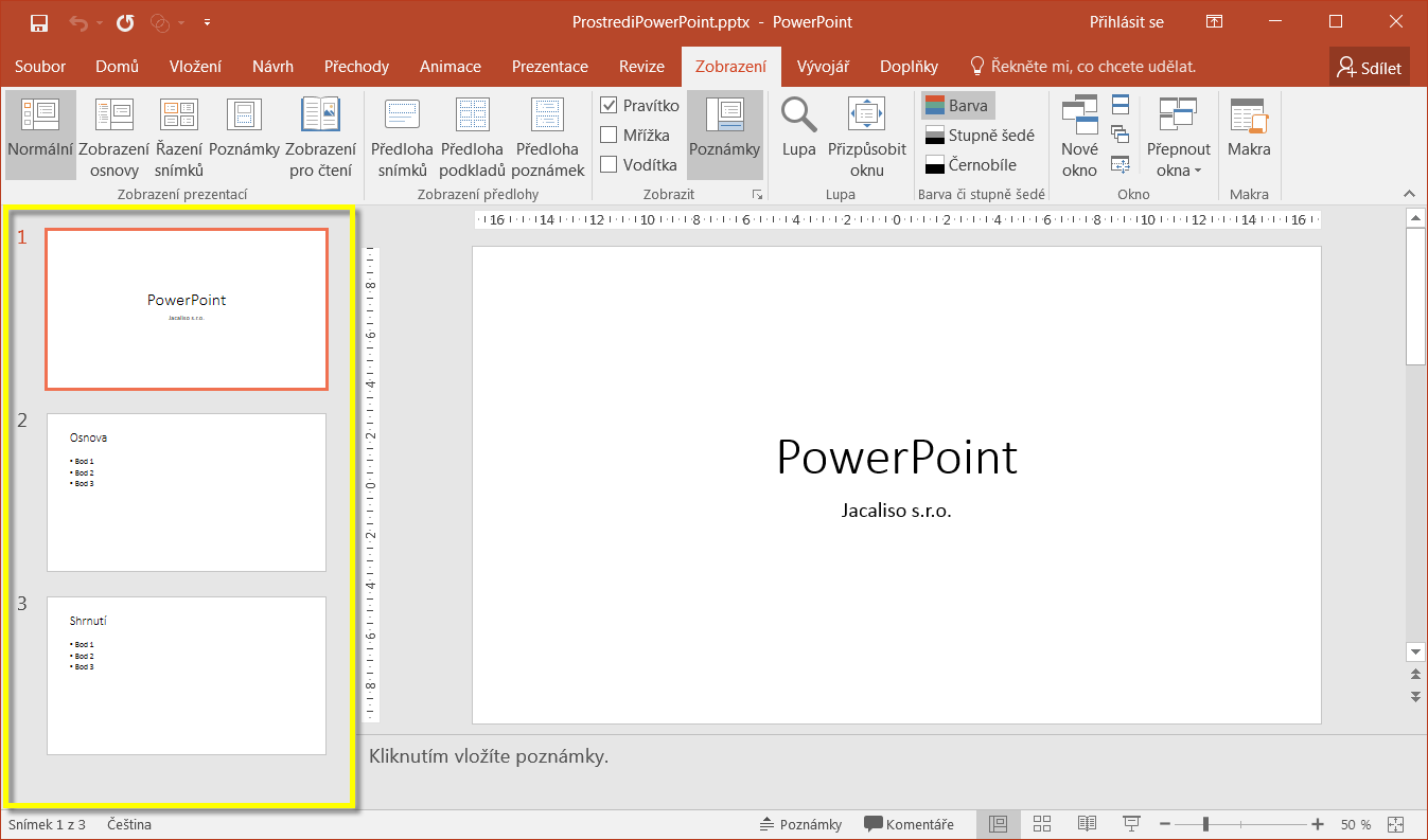 Jak udělat osnovu v PowerPointu?